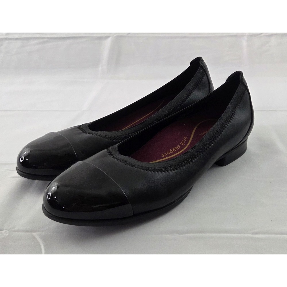Munro Flats Womens Size 8.5N Black Leather Cap Toe Office Siren Quiet Luxury